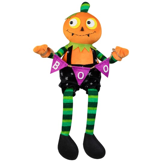 14" Sitting Plush Jack-o'-Lantern Halloween Figure